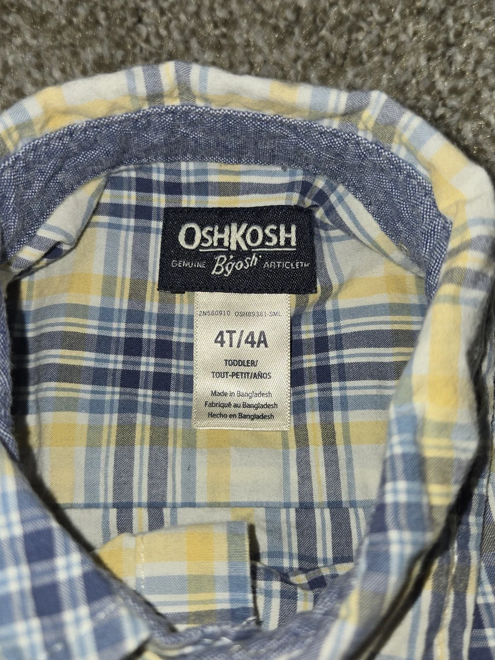 OshKosh B'gosh Boys' Yellow & Blue Plaid Button-Up Shirt
